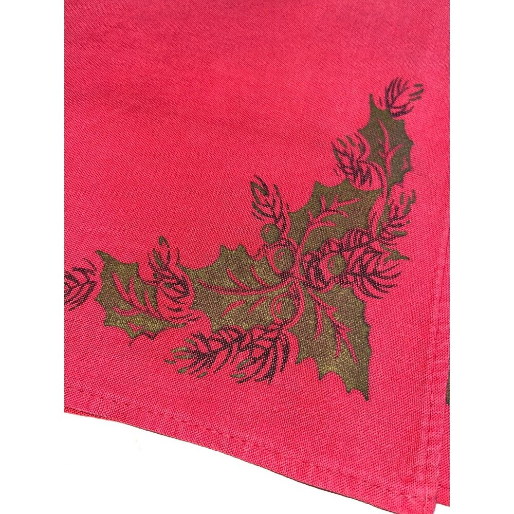 Vintage Napkins Holiday Red Holly Motif Christmas Set of 6 Casual Rayon Cute